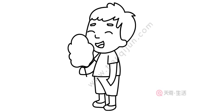 吃棉花糖的小男孩簡(jiǎn)筆畫(huà)怎么畫(huà)(圖4) 吃棉花糖的小男孩簡(jiǎn)筆畫(huà)怎么畫(huà)